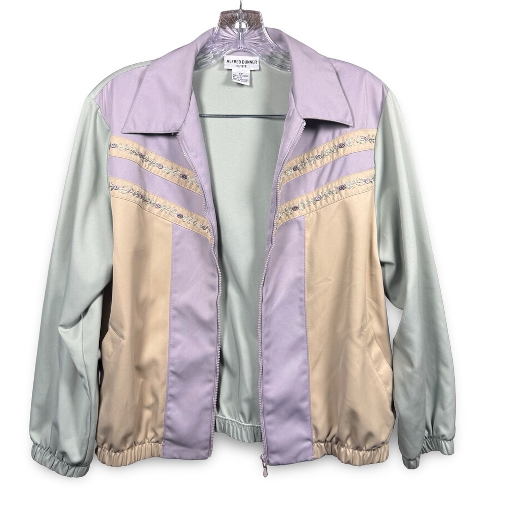 VTG Alfred Dunner Size 6 Small Women's Pastel Jacket Floral Embroidered Collar